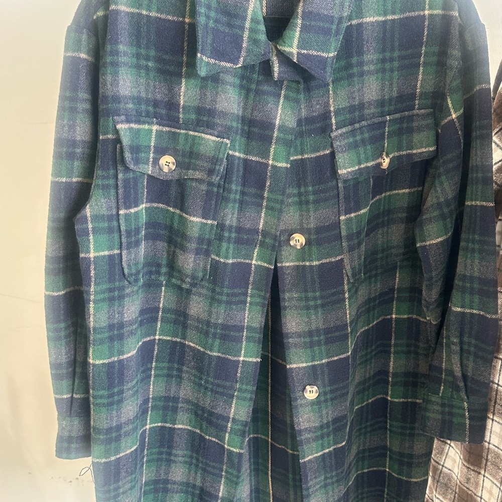 Papaya Green and Blue Plaid Jacket